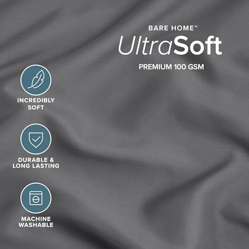 Bare Home Ultra Soft Microfiber Pillowcases - Set of 2, Standard Grey