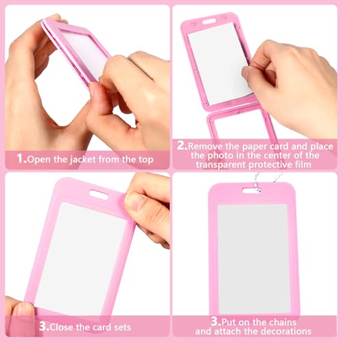 6 Pcs Photocard Holder Keychain Set with Decorative Stickers for DIY