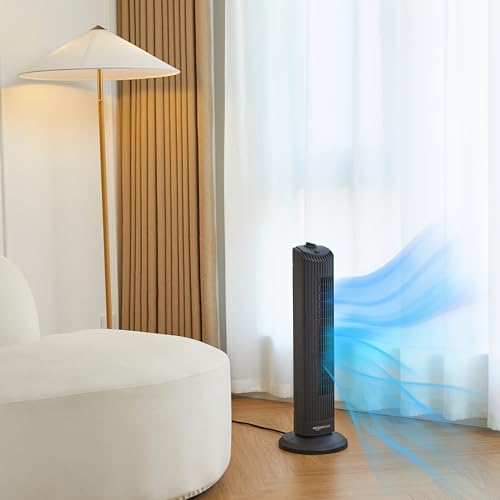 Amazon Basics 28 Inch 3-Speed Oscillating Tower Fan for Bedroom