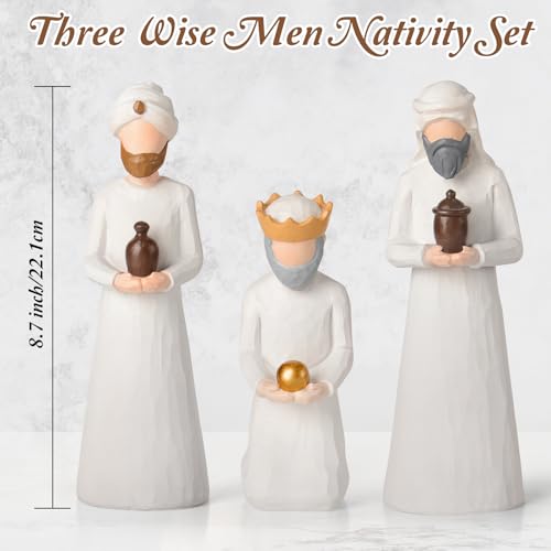 Three Wise Men Nativity Set - 8.7" Hand-Painted Resin Figurines (3 Pcs)