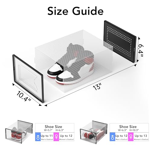 Clear Plastic Stackable Shoe Storage Boxes - 15 Pack Interlocking Organizers