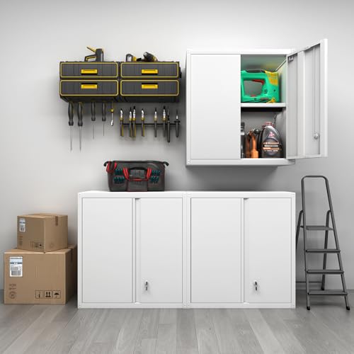 Wall Mounted Metal Storage Cabinet with Locking Doors and Adjustable Shelf