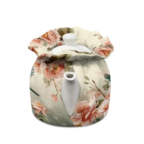Hummingbird Floral Insulated Tea Cozy for Teapot - Washable Kettle Cover