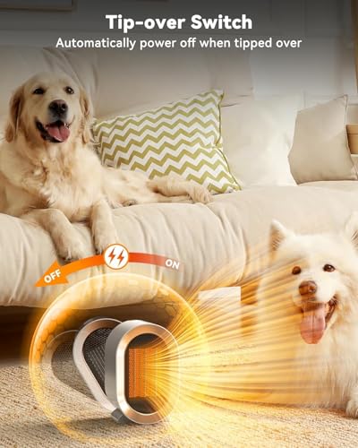 1200W Ceramic Space Heater, Portable Quiet Electric Indoor Heater