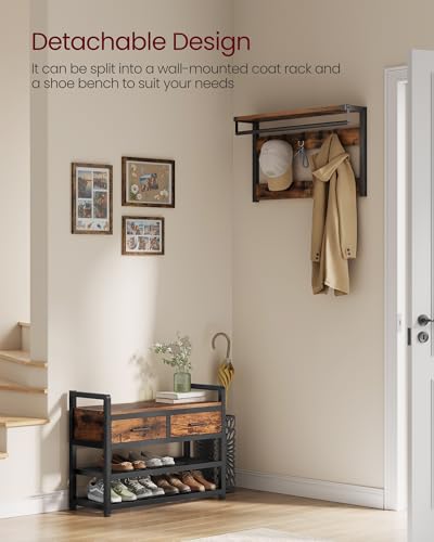 Entryway Hall Tree with Shoe Bench, Coat Rack and 2 Storage Drawers