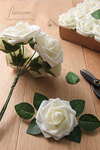 25-Piece Artificial Foam Roses with Stems for DIY Wedding Bouquets & Decor