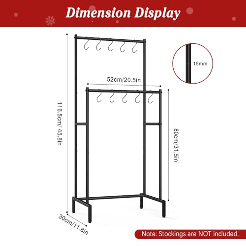 Christmas Stocking Holder Stand with 10 Hooks & Double Rods - Holiday Decor