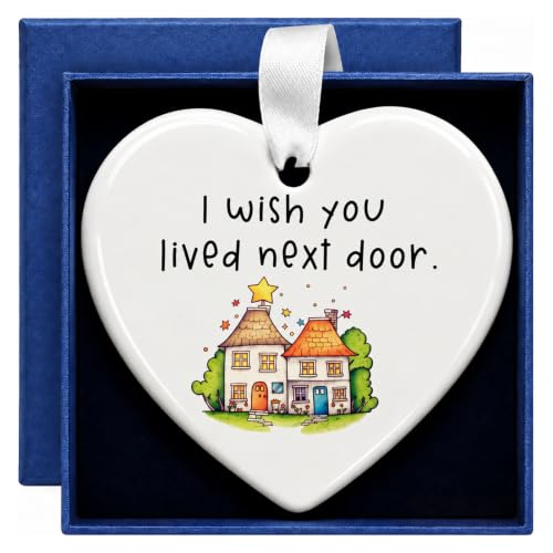 Long Distance Heart-Shaped Ceramic Christmas Ornament – 3 Inch Gift for Faraway Friends
