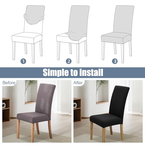 Stretch Dining Chair Covers 6 Pack - Washable Slipcovers for Parson Chairs