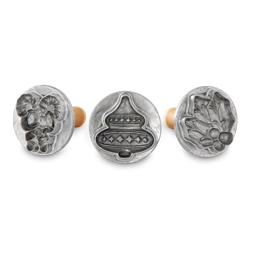 Nordic Ware Holiday Cookie Stamp Set of 3 - Durable Cast Aluminum Biscuit Molds, Made in USA