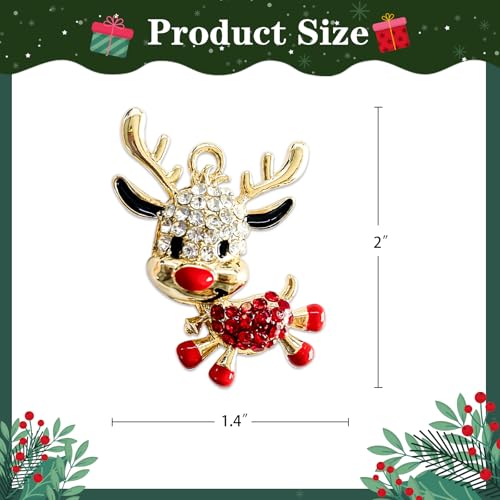 Metal Elk Christmas Ornament with Rhinestones – Hanging Elk Keepsake for Tree