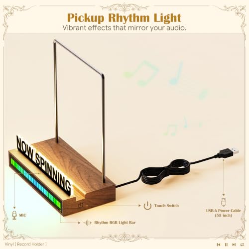 RGB Vinyl Record Display Stand with Rhythm Light for Album Storage