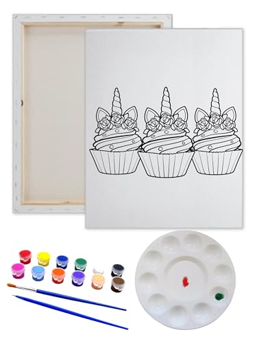 Unicorn Pre-Drawn Canvas Paint Kit - 8x10 DIY Craft for Adults and Teens