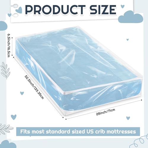 Crib Mattress Storage Bag | Waterproof Plastic Zipper Seal, 52.5x28x6.5 in