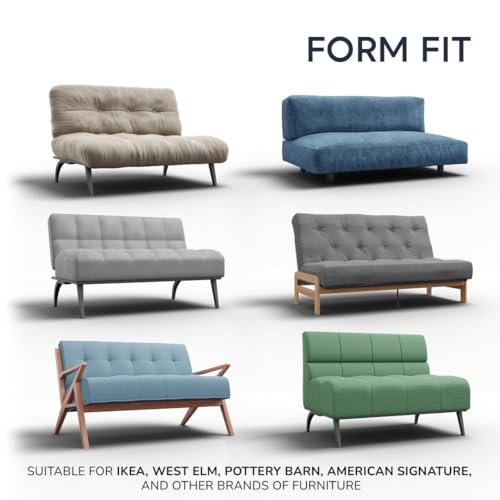Stretch Futon Couch Slipcover - Bi-Elastic Armless Sofa Bed Cover - Soft Taupe