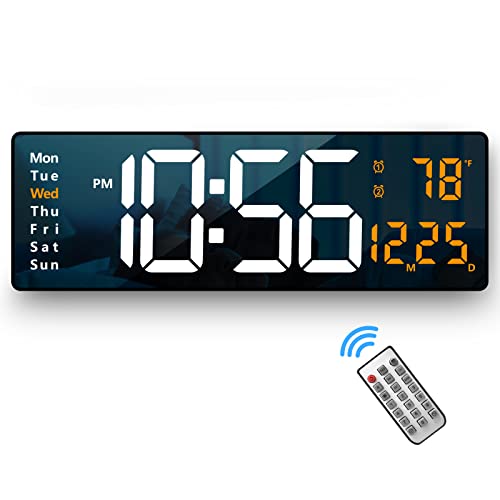 16.2 Inch Large LED Digital Wall Clock with Remote and Temperature Display