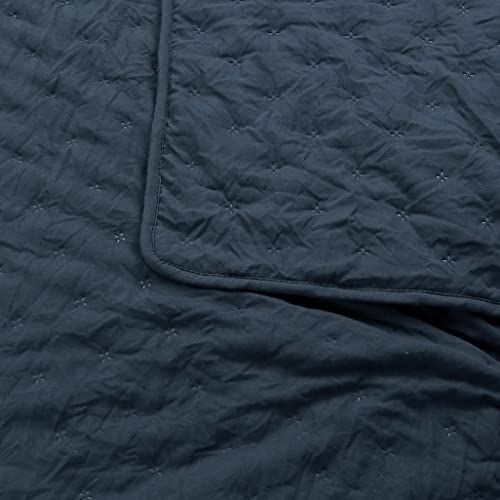 ROARINGWILD Navy Blue Twin Quilt Bedding Set - 2-Piece Soft Coverlet & Sham