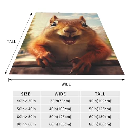 Turamurra Squirrel Throw Blanket 80x60 Ultra Soft Flannel All-Season Cozy Decor