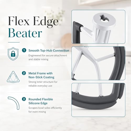 Flex Edge Beater for 4.5-5 Quart Tilt-Head Stand Mixers, Silicone Scraper