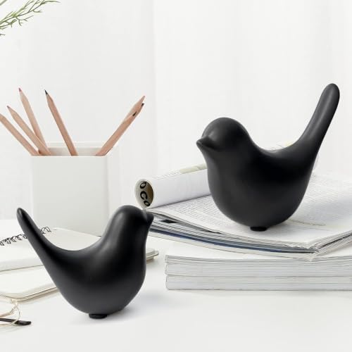 Ceramic Bird Statues Set of 2 Modern Decorative Animal Ornaments