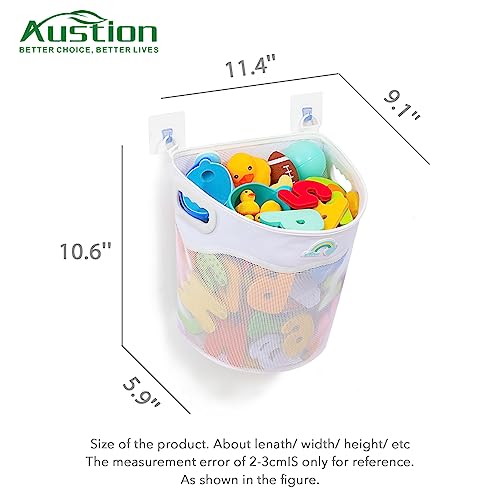 Austion Wall-Mounted Mesh Bath Toy Organizer - Large Capacity Tub Holder