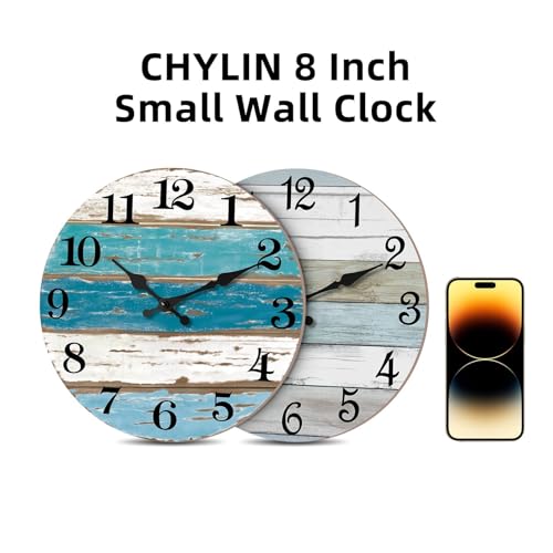 Silent Coastal Nautical Wall Clock - 8 Inch Non-Ticking Beach Decor