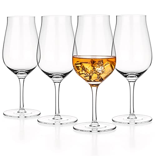 LUXBE Set of 4 Crystal Brandy & Cognac Glasses 10oz Tulip Snifter Handcrafted Lead-Free Spirits Drinkware