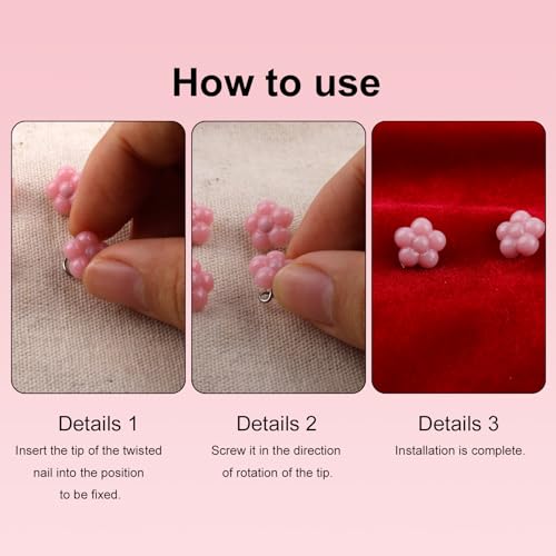 100pcs Pink Flower Spiral Upholstery Pins for Bed Skirts & Fabric Fixing