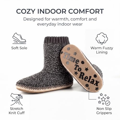 Cosyone1997 Men's Indoor Non-Slip Grey Boot Slippers Size 10-11