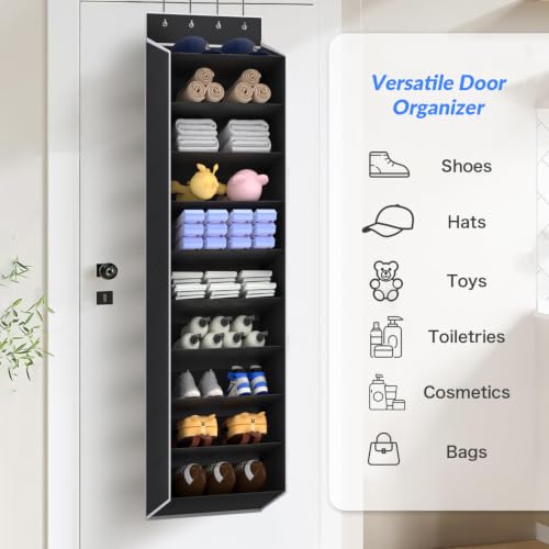 10-Tier Over the Door Shoe Organizer - Large Hanging Storage Rack, Black