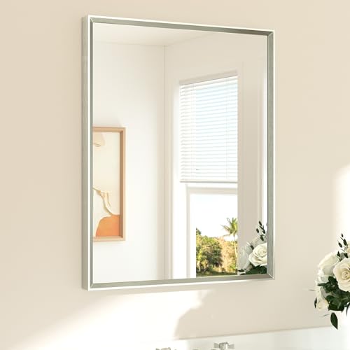 24" x 30" Brushed Nickel Bathroom Vanity Mirror - Beveled Frame