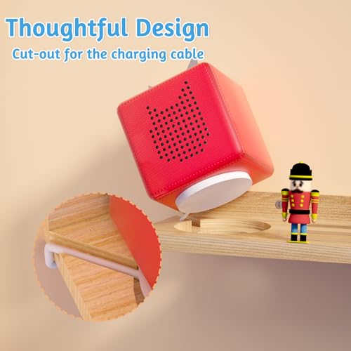Magnetic Wooden Wall Shelf for Audio Figure Organizer and Charging Station