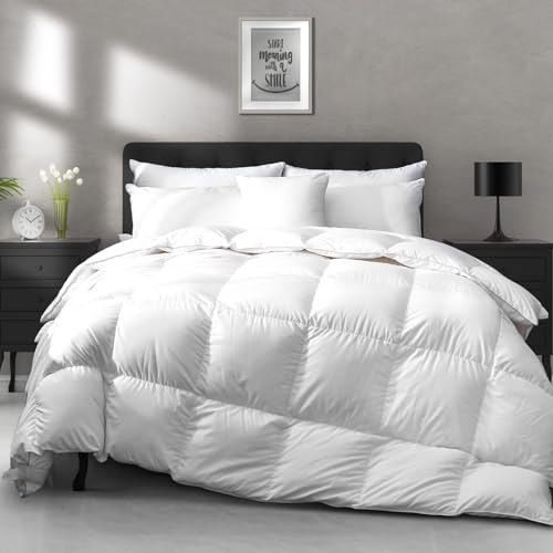Lightweight Down Feather Comforter King Size - Thin Cooling Duvet Insert, 106x90