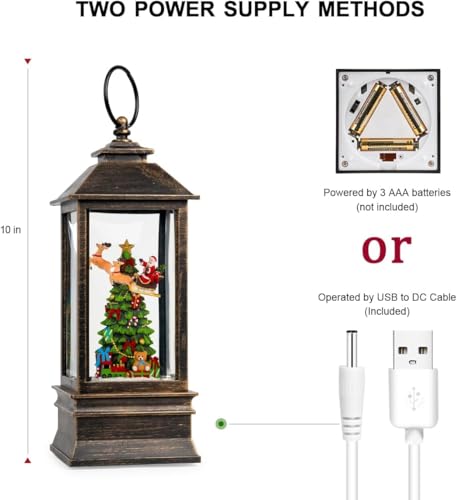 10.4" Musical Lighted Christmas Snow Globe Water Lantern - Flying Santa