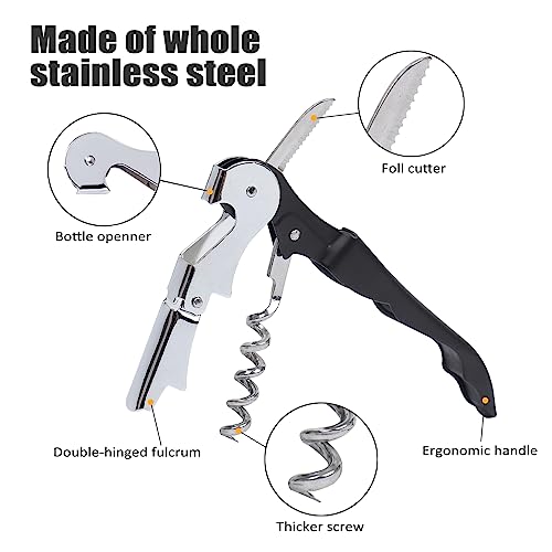 RECUTMS 12 Pack Black Waiter Corkscrew Wine Opener Set - Professional Bar Tool