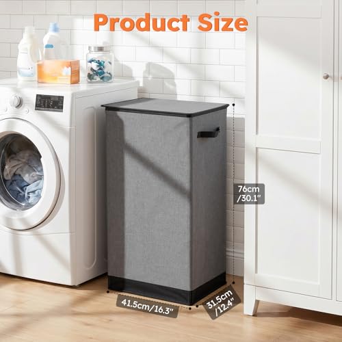 100L Collapsible Laundry Hamper with Lid and Removable Mesh Inner Bag