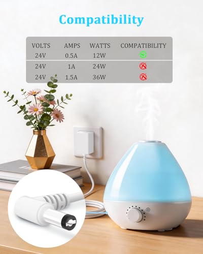 24V 500mA Power Cord Adapter for Essential Oil Diffuser Humidifier