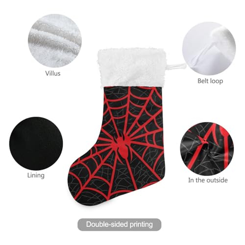 Spiderweb Red Christmas Stocking 18 Inch with Plush Faux Fur Cuff - CTYSHTDL 1PCS
