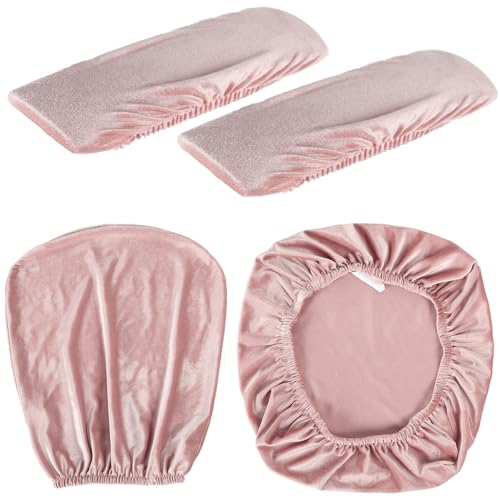 Stretchable Office Chair Covers Set with Armrest - Light Pink