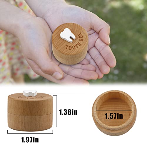 3D Carved Wooden Tooth Fairy Box - Baby Tooth Keepsake Storage Box