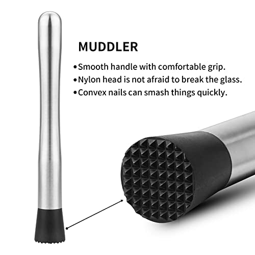 2-Piece Stainless Steel Cocktail Muddler and Mixing Spoon Set