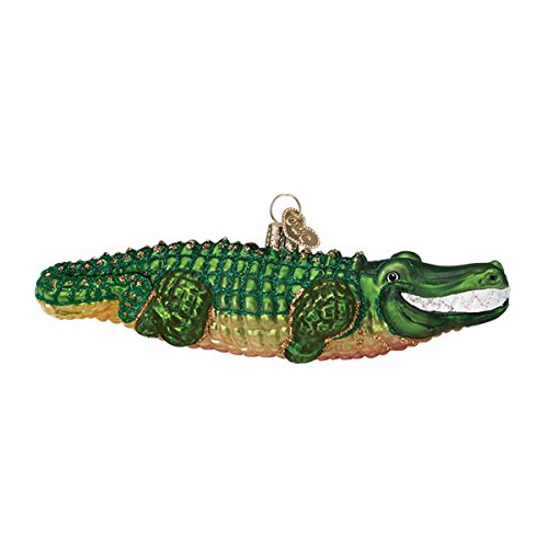 Alligator Glass Christmas Ornament, Handcrafted Glittered Holiday Decor