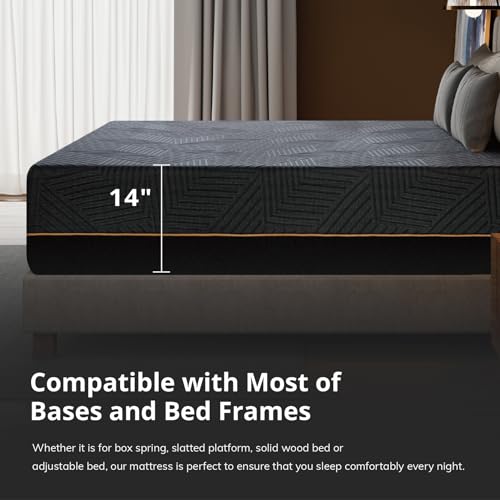 Queen 14 Inch Memory Foam Mattress - Medium Firm Cooling Gel Bed in a Box