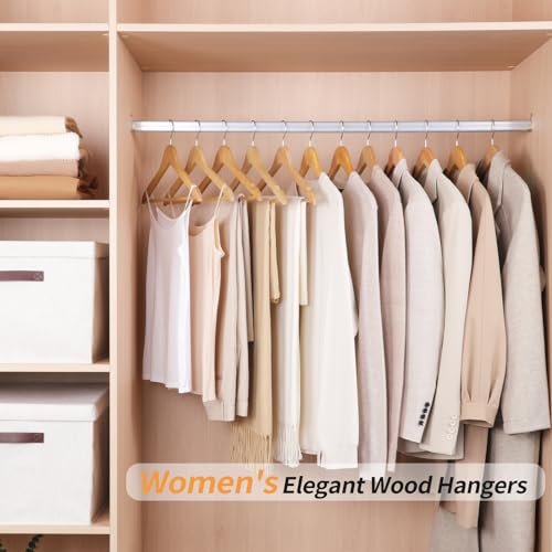 Natural Wood Suit Hangers for Closet Organization 20-Pack