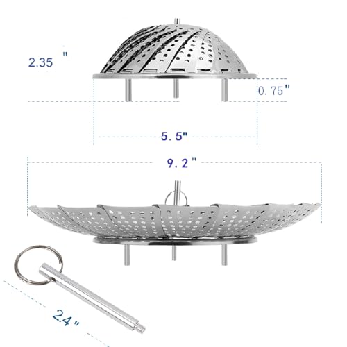 Stainless Steel Vegetable Steamer Basket - Folding Expandable Insert (5.5"-9.2")
