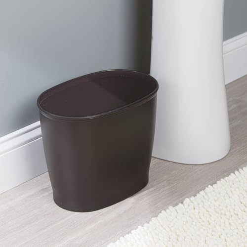 Slim Plastic Trash Can for Bathroom and Office, Bronze 2.1 Gallon