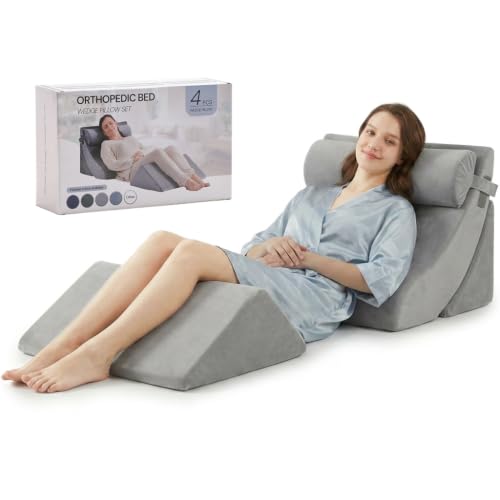4-Piece Orthopedic Bed Wedge Set - 21.8" Wide Foam Cushions