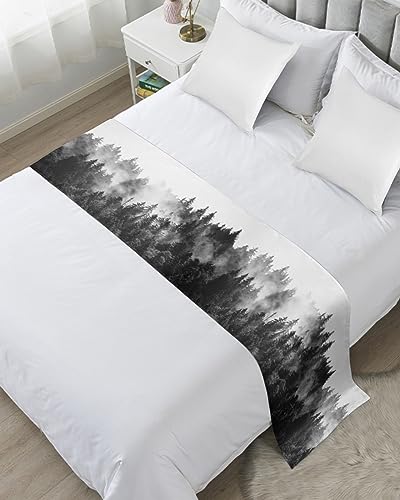 Black Forest Abstract Landscape Bed Runner for Queen Size Bed, 83x20