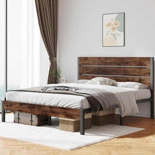 Queen Bed Frame with Headboard and Footboard, Noise-Free Metal Platform