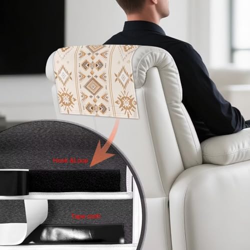 Beige Recliner Headrest Cover - Stain-Resistant PU Protector 17x27